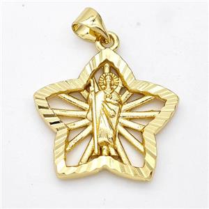 Saint Jude Charms Copper Star Pendant Gold Plated, approx 21mm [FN44613]