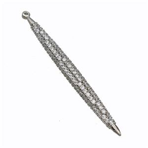 Copper Spike Pendant Micropave Zirconia Platinum Plated, approx 5-60mm [FN44617]