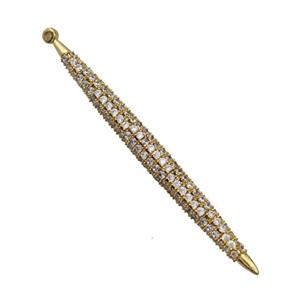 Copper Spike Pendant Micropave Zirconia Gold Plated, approx 5-60mm [FN44618]