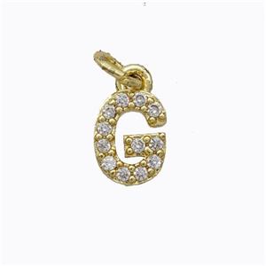Copper Pendant Pave Zirconia Letter-G Gold Plated, approx 6-9mm [FN44653]