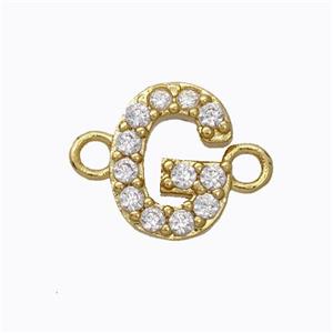 Copper Connector Pave Zirconia Letter-G Gold Plated, approx 8-9mm [FN44707]