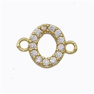 Copper Connector Pave Zirconia Letter-O Gold Plated, approx 8-9mm [FN44715]