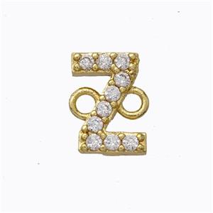 Copper Connector Pave Zirconia Letter-Z Gold Plated, approx 8-9mm [FN44726]