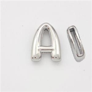 Copper Letter-A Beads Platinum Plated, approx 9-13.5mm, 2x10mm hole [FN44836]