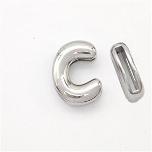 Copper Letter-C Beads Platinum Plated, approx 9-13.5mm, 2x10mm hole [FN44838]