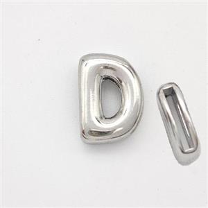Copper Letter-D Beads Platinum Plated, approx 9-13.5mm, 2x10mm hole [FN44839]