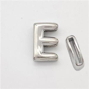 Copper Letter-E Beads Platinum Plated, approx 9-13.5mm, 2x10mm hole [FN44840]