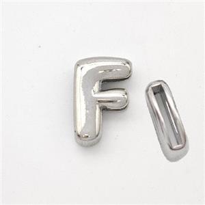 Copper Letter-F Beads Platinum Plated, approx 9-13.5mm, 2x10mm hole [FN44841]