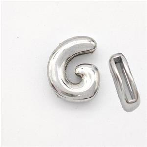 Copper Letter-G Beads Platinum Plated, approx 9-13.5mm, 2x10mm hole [FN44842]