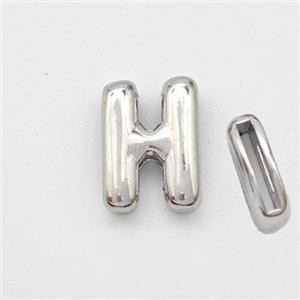 Copper Letter-H Beads Platinum Plated, approx 9-13.5mm, 2x10mm hole [FN44843]