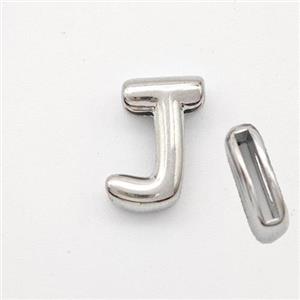 Copper Letter-J Beads Platinum Plated, approx 9-13.5mm, 2x10mm hole [FN44845]