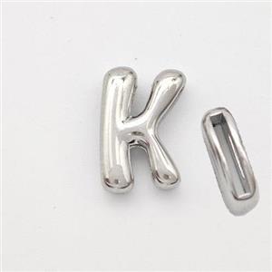 Copper Letter-K Beads Platinum Plated, approx 9-13.5mm, 2x10mm hole [FN44846]