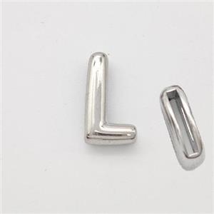 Copper Letter-L Beads Platinum Plated, approx 9-13.5mm, 2x10mm hole [FN44847]