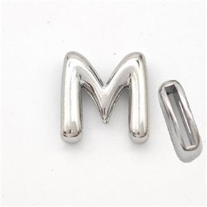 Copper Letter-M Beads Platinum Plated, approx 9-13.5mm, 2x10mm hole [FN44848]