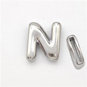 Copper Letter-N Beads Platinum Plated, approx 9-13.5mm, 2x10mm hole [FN44849]
