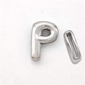 Copper Letter-P Beads Platinum Plated, approx 9-13.5mm, 2x10mm hole [FN44851]