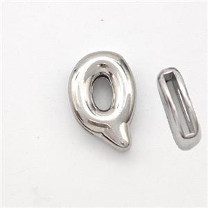 Copper Letter-Q Beads Platinum Plated, approx 9-13.5mm, 2x10mm hole [FN44852]