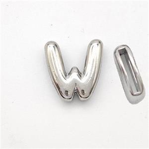 Copper Letter-W Beads Platinum Plated, approx 9-13.5mm, 2x10mm hole [FN44858]
