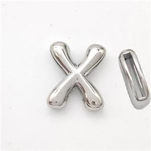 Copper Letter-X Beads Platinum Plated, approx 9-13.5mm, 2x10mm hole [FN44859]