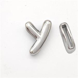 Copper Letter-U Beads Platinum Plated, approx 9-13.5mm, 2x10mm hole [FN44860]