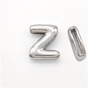 Copper Letter-Z Beads Platinum Plated, approx 9-13.5mm, 2x10mm hole [FN44861]