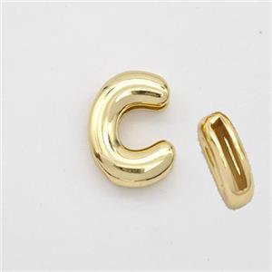 Copper Letter-C Beads Gold Plated, approx 9-13.5mm, 2x10mm hole [FN44865]