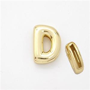 Copper Letter-D Beads Gold Plated, approx 9-13.5mm, 2x10mm hole [FN44866]