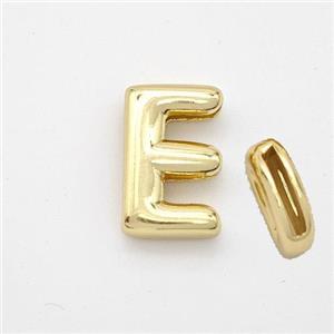 Copper Letter-E Beads Gold Plated, approx 9-13.5mm, 2x10mm hole [FN44867]