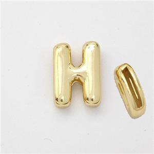Copper Letter-H Beads Gold Plated, approx 9-13.5mm, 2x10mm hole [FN44870]