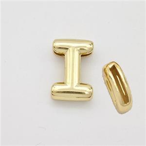 Copper Letter-I Beads Gold Plated, approx 9-13.5mm, 2x10mm hole [FN44871]