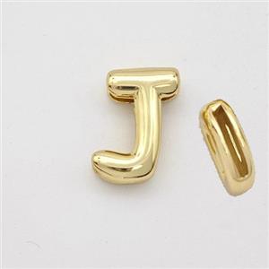 Copper Letter-J Beads Gold Plated, approx 9-13.5mm, 2x10mm hole [FN44872]