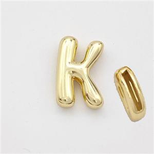 Copper Letter-K Beads Gold Plated, approx 9-13.5mm, 2x10mm hole [FN44873]
