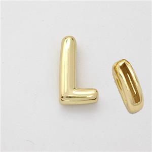 Copper Letter-L Beads Gold Plated, approx 9-13.5mm, 2x10mm hole [FN44874]
