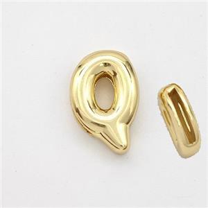 Copper Letter-Q Beads Gold Plated, approx 9-13.5mm, 2x10mm hole [FN44879]