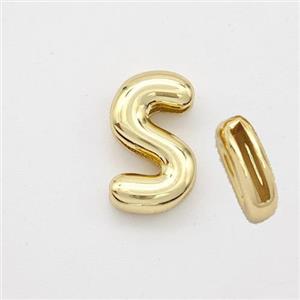 Copper Letter-S Beads Gold Plated, approx 9-13.5mm, 2x10mm hole [FN44881]