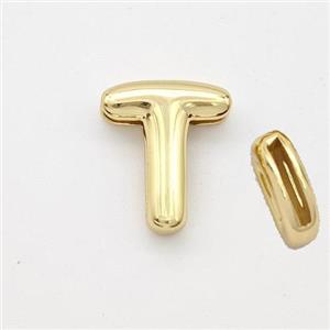 Copper Letter-T Beads Gold Plated, approx 9-13.5mm, 2x10mm hole [FN44882]