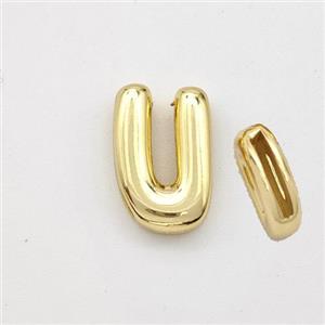 Copper Letter-U Beads Gold Plated, approx 9-13.5mm, 2x10mm hole [FN44883]