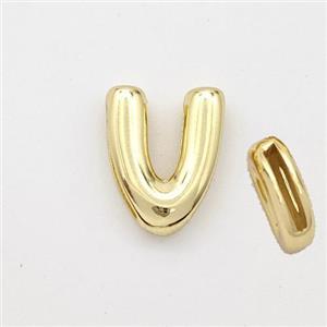 Copper Letter-V Beads Gold Plated, approx 9-13.5mm, 2x10mm hole [FN44884]