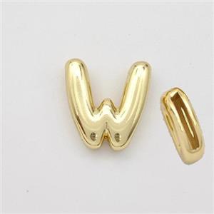 Copper Letter-W Beads Gold Plated, approx 9-13.5mm, 2x10mm hole [FN44885]