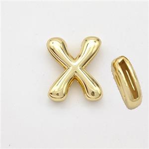 Copper Letter-X Beads Gold Plated, approx 9-13.5mm, 2x10mm hole [FN44886]