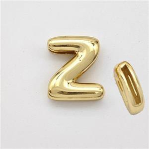 Copper Letter-Z Beads Gold Plated, approx 9-13.5mm, 2x10mm hole [FN44888]