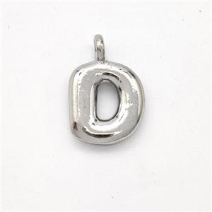 Copper Letter-D Pendant Platinum Plated, approx 13-17mm [FN44893]
