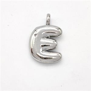 Copper Letter-E Pendant Platinum Plated, approx 13-17mm [FN44894]