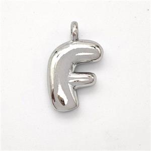 Copper Letter-F Pendant Platinum Plated, approx 13-17mm [FN44895]