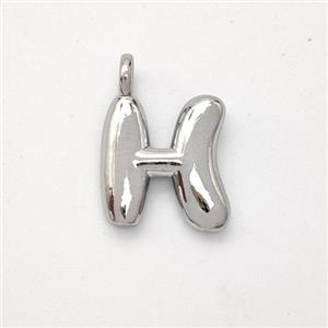 Copper Letter-H Pendant Platinum Plated, approx 13-17mm [FN44897]
