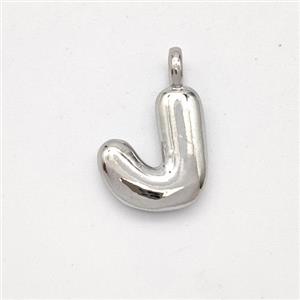Copper Letter-J Pendant Platinum Plated, approx 13-17mm [FN44899]
