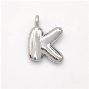Copper Letter-K Pendant Platinum Plated, approx 13-17mm [FN44900]