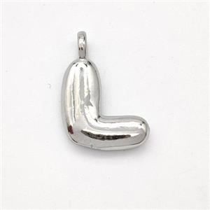 Copper Letter-L Pendant Platinum Plated, approx 13-17mm [FN44901]