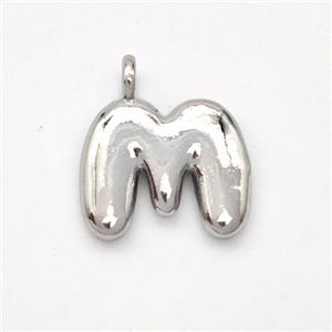 Copper Letter-M Pendant Platinum Plated, approx 13-17mm [FN44902]
