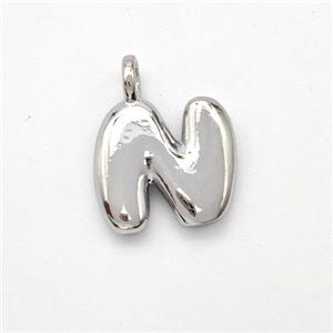Copper Letter-N Pendant Platinum Plated, approx 13-17mm [FN44903]